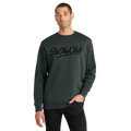 Man wearing a dark gray sweatshirt with 'Be The Club' text on a white background