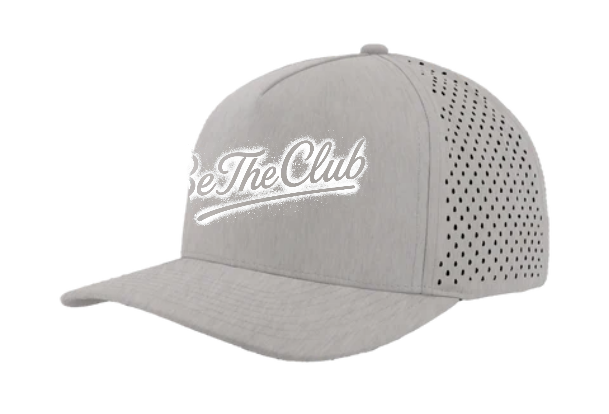 Gray cap with 'Be The Club' logo on a white background