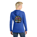Person wearing a blue hoodie with a colorful graphic and 'Draft Pick' text on the back.